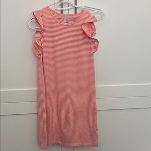 Vineyard Vines Pink Striped Ruffle Sleeve Dress